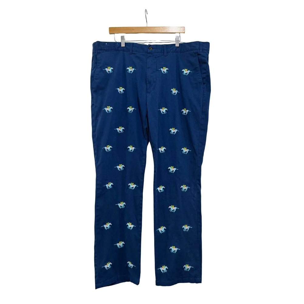 Castaway Nantucket Island Mens 42x34 Navy Blue Embroidered Horse Jockey Pants